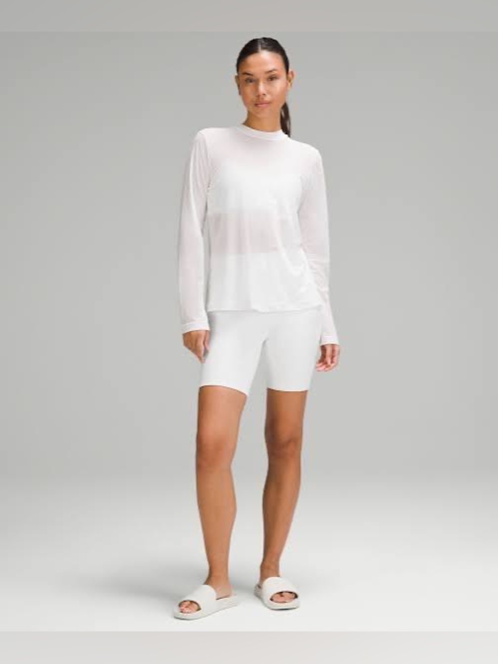 Lululemon Keyhole Mesh Long Sleeve Shirt size 6 White WHT